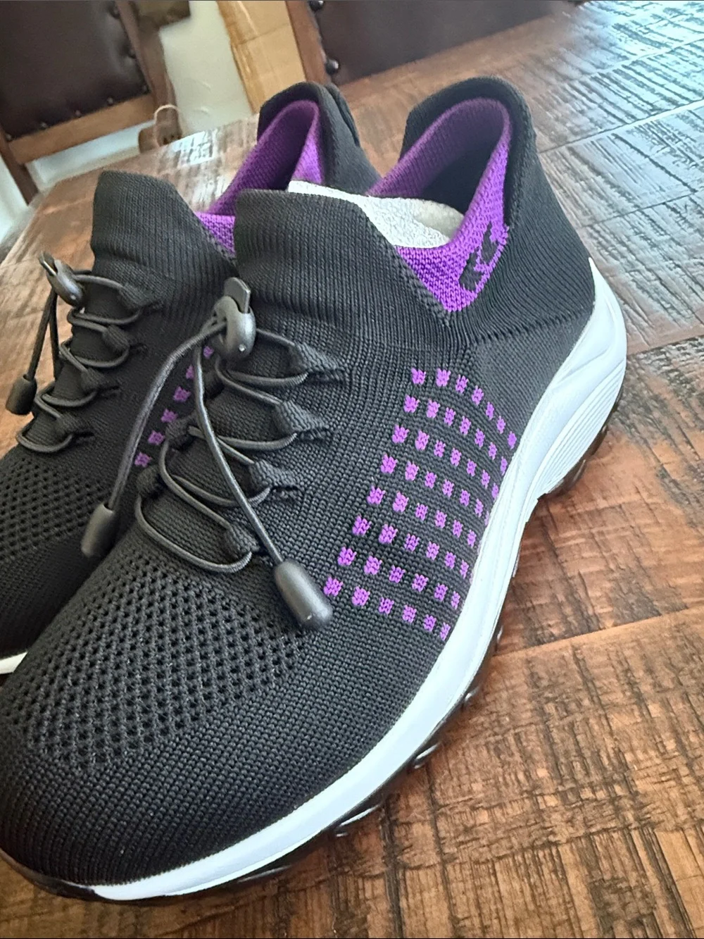 Women’s Comfort Wear Slip-On Athletic Sneakers in Black and Purple